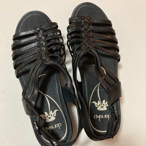 Dansko sandals, Black gladiator leather woman shoes, Size 39